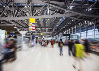 Moving passenger in Airport station for background