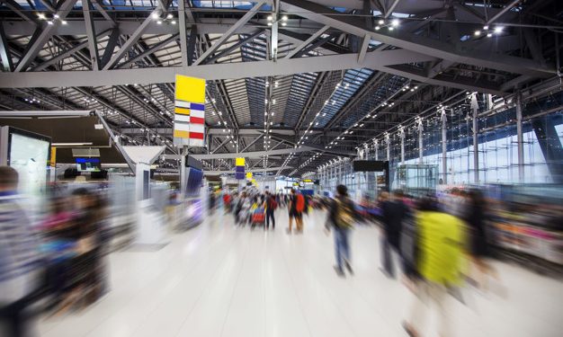 Moving passenger in Airport station for background