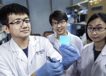 Mr. Wang Guanxiang (left), the leader of the group Assistant Professor Benjamin Tee (center) and Dr. Tan Yu Jun (right). Credits: news.nus.edu.sg