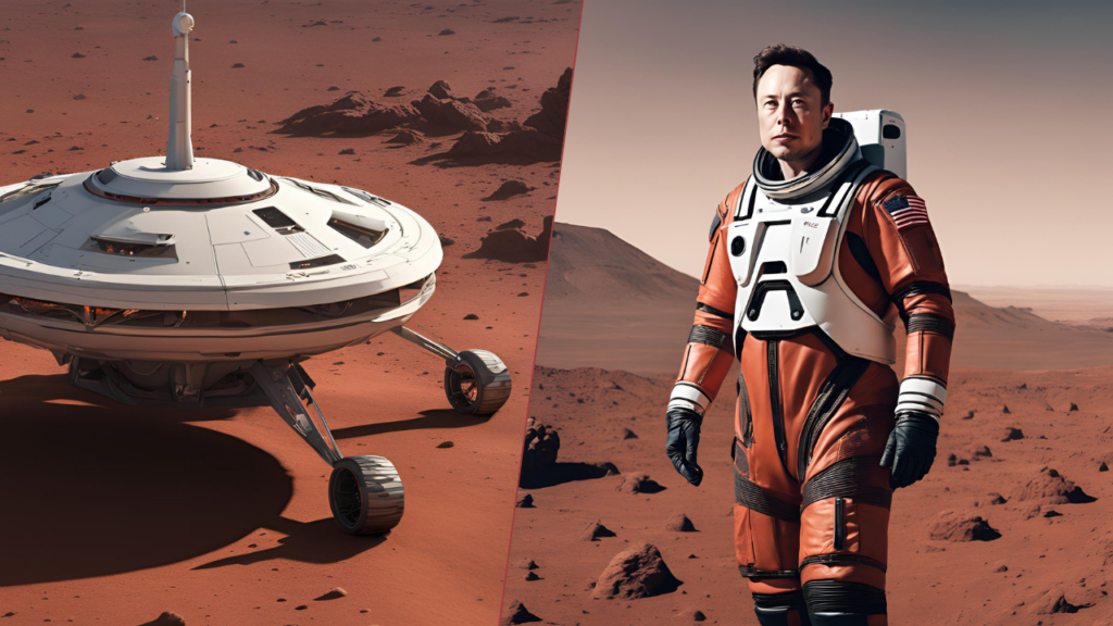 cover article elon musk first man on mars and the spacecraft created with ai