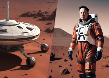 cover article elon musk first man on mars and the spacecraft created with ai