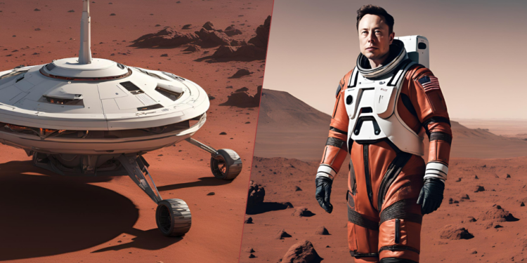 cover article elon musk first man on mars and the spacecraft created with ai