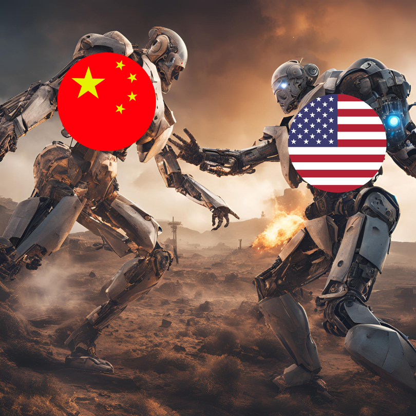 Chinese robot simulating the new AI model, deepseek, fights against the US model Ai robot, openai