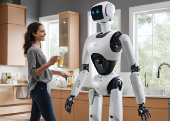 humanoid robot in the house ready to doing housework